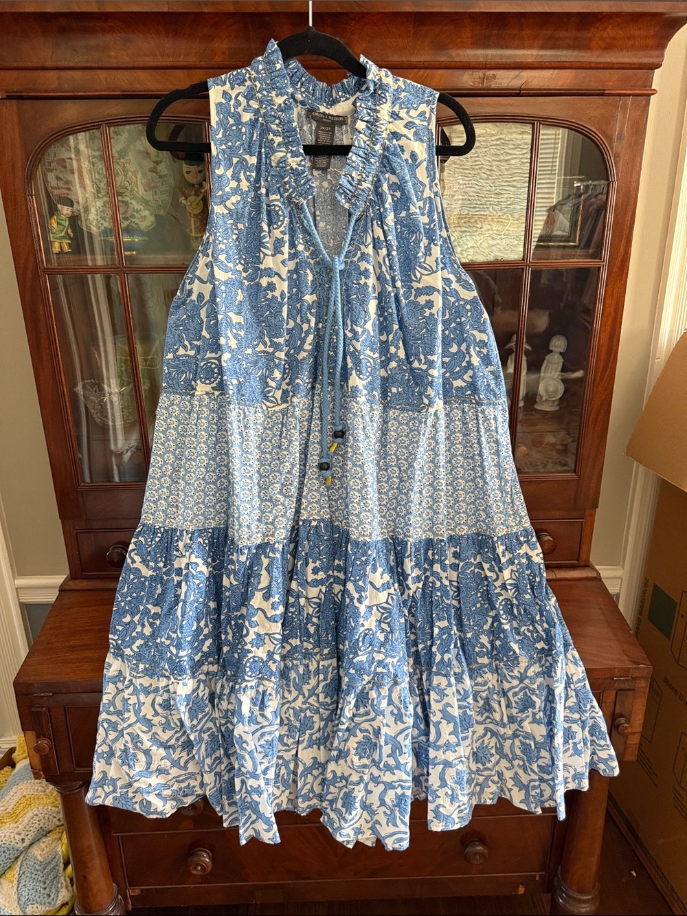 Chelsea & Theodore Blue and White Printed Sundress